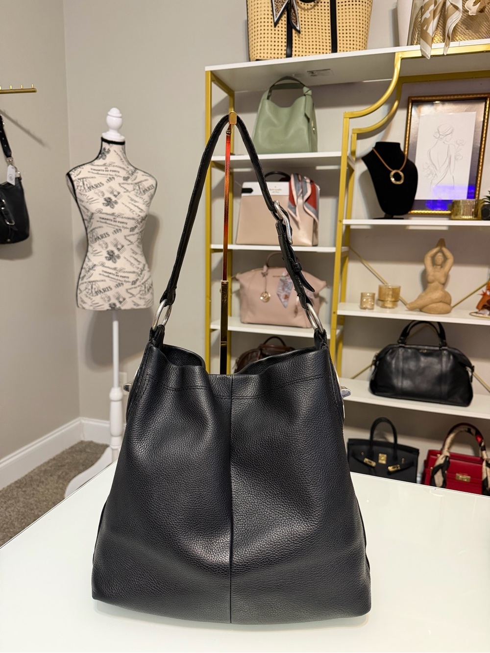 Coach Black Pebbled Leather Shoulder Bag